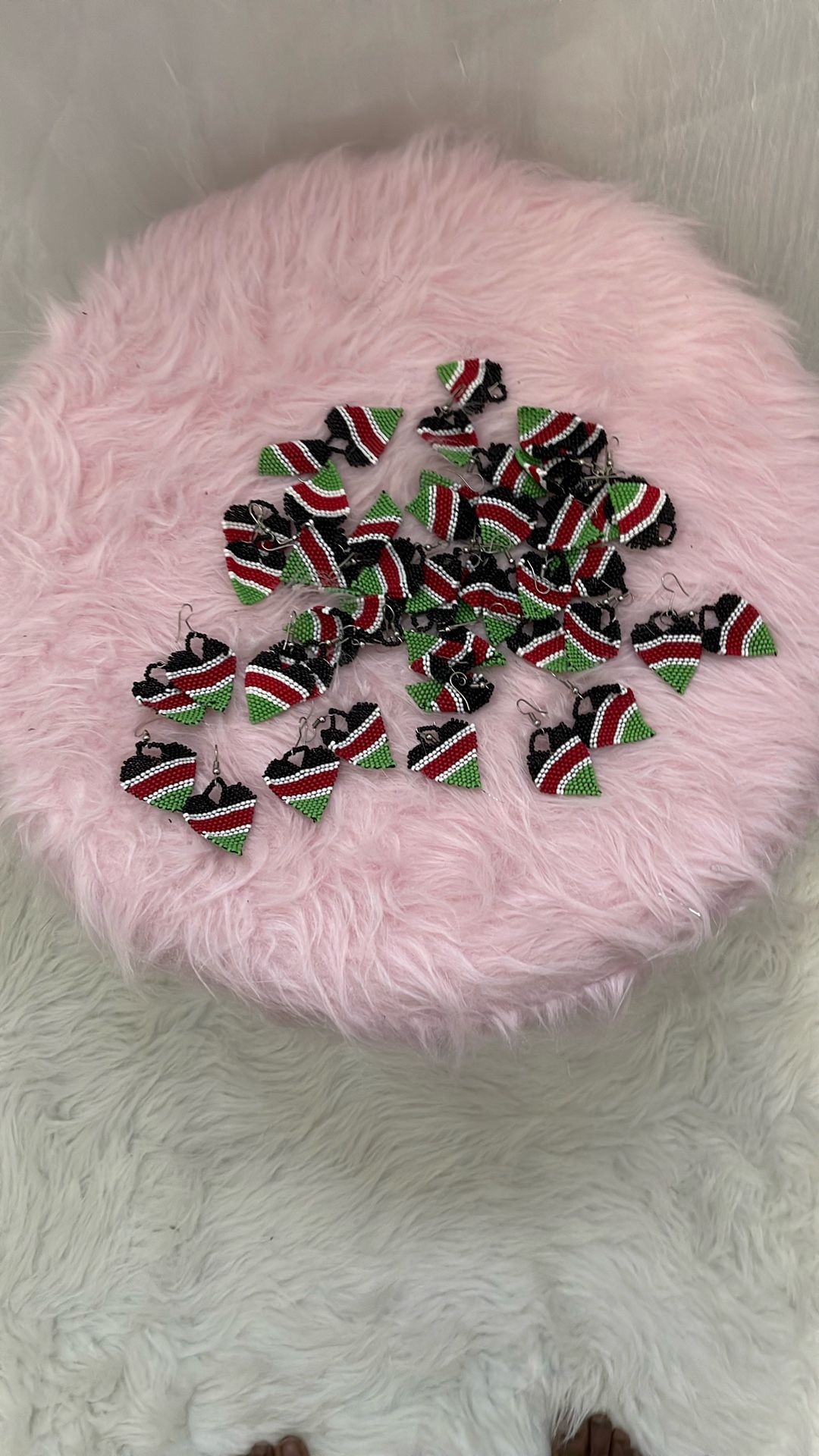 Handmade Kenyan Flag Beaded Earings