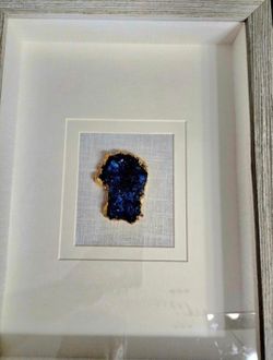 Framed Blue Crystal Mineral Specimen Display Frame for Collection or Decor16"×12"