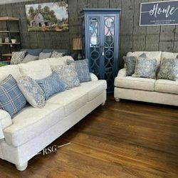 Soft Linen Fabrics Sofa And Loveseat Set 💛No Needed Credit Check 💛 $39 Down Payment with Financing