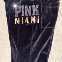 Victorias secret PINK Miami sequined black velour pants (missing draw string)