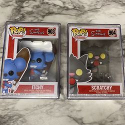 Funko Pop Lot Simpsons Itchy & Scratchy in Hard  Plastic Pop protectors