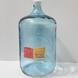 Vtg Sparkletts Aqua Blue Glass Water Jug 5 Gal OG Label Carboy Decor LAS VEGAS