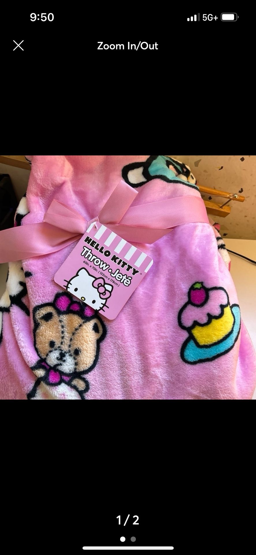 Hello Kitty Pink Teddy Bear And Cupcakes Throw