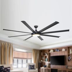 75" Integrated LED 8-Blade Matte Black Ceiling Fan w/ Remote [NEW]  **Retails for $300 <Assembly Req>  (ONLY comes with 6" Rod) 
