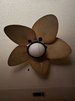 RETRO   BANANA   LEAF   SHAPED BLADE   CEILING   FAN   LAMP   52"