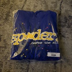 Blue And Yellow Sp5der Hoodie 
