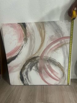 Abstract Canvas Wall Art Pink Gray