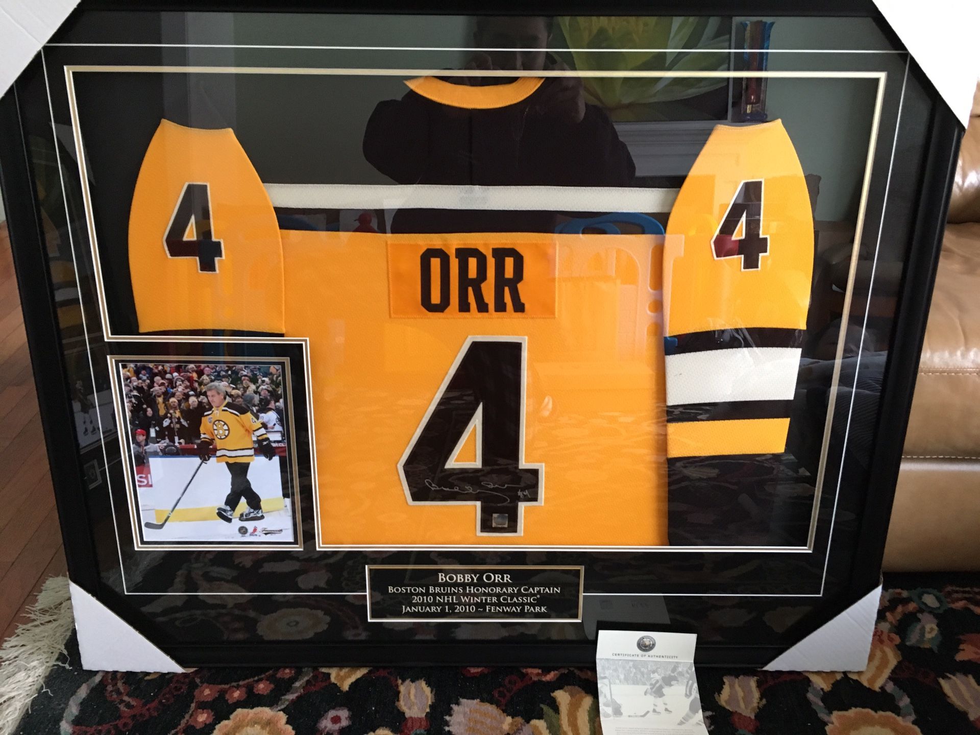 Bobby Orr signed auto bruins jersey with coa framed
