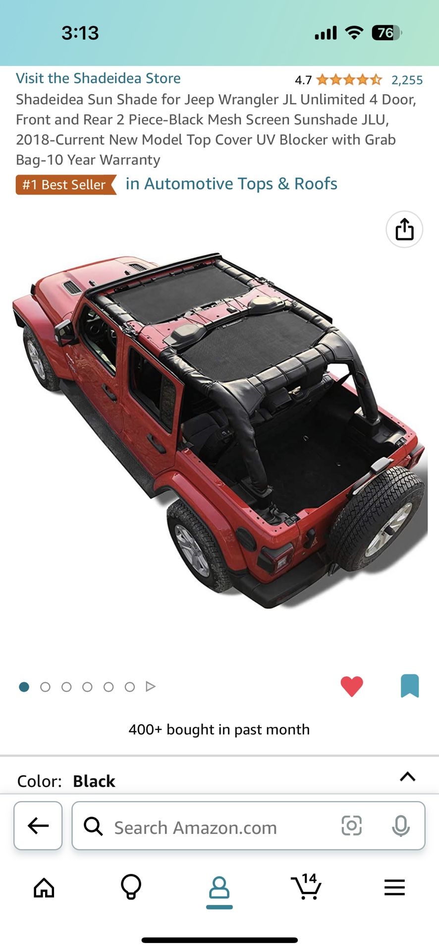 Sun Shade For Jeep Wrangler JLU