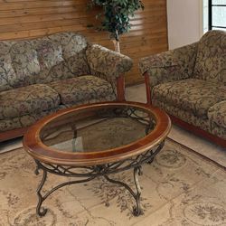 Ornate Coffee Table With Glass Top