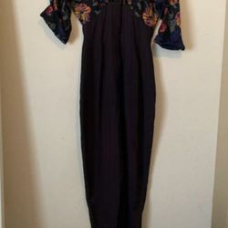 Vintage Black Floral Foxy Lady One Piece. Size 8. Jumpsuit/Romper