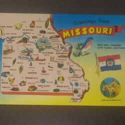 Greetings From Missouri State Plastichrome Vintage Collectible Postcard Post Card PC