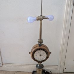 Stiffel Nautical Brass Table Lamp With A Clock And Bromoeter 