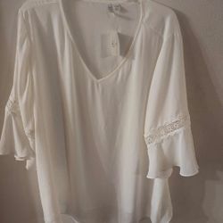 Dressy White Blouse.   Never Worn 