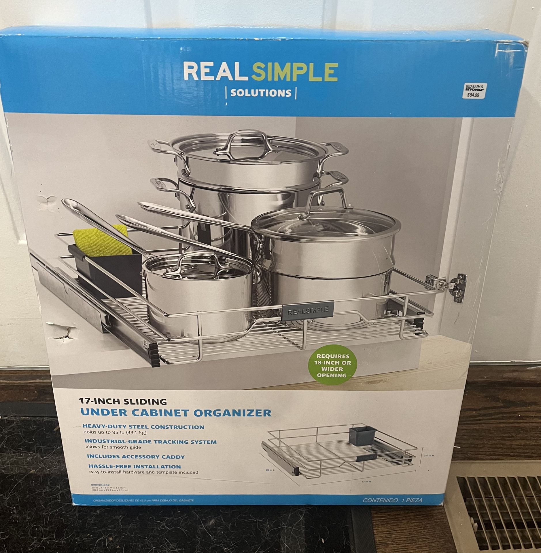 NEW - Real Simple 17” Sliding Under Cabinet Organizer