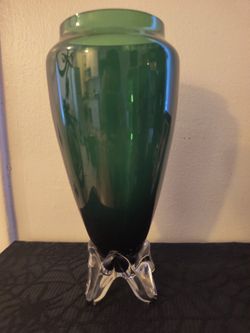 Vintage Antique Crystal Vase Green RARE