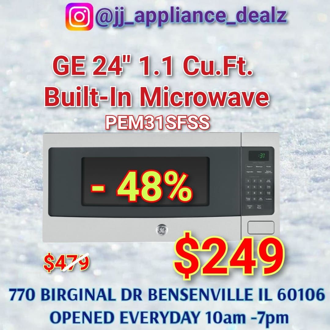 🔥New GE 24" 1.1 Cu.Ft. Built-In Microwave PEM31SFSS