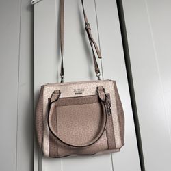 Guess Pink Monogram Handbag with Shoulder Strap