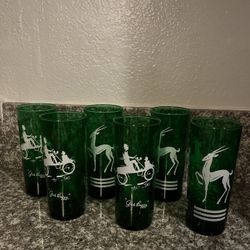 Vintage Green Drinking Glasses