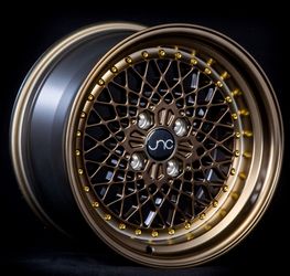 JNC045 Machined Bronze Gold Rivets Wheels - 15"