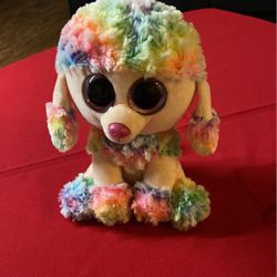 Toy, Beanie Rainbow Poodle Dog, 9”