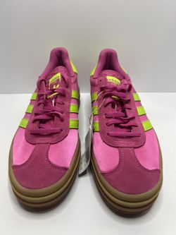 Adidas Gazelle Bold W Lucid Fuchsia Solar Slime Satin Women's Sneakers JI2705