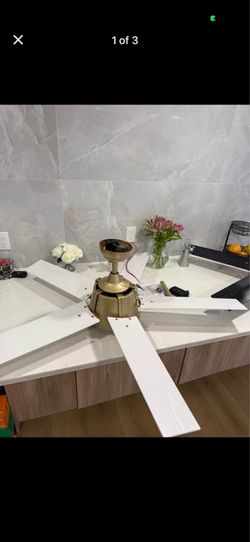 Modern Ceiling Fan – Gold Finish with White Blades | New