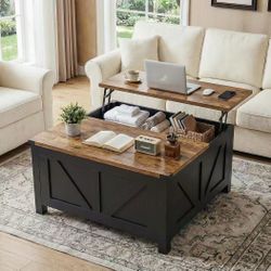 ❤️‍🔥 #C  Farmhouse Coffee Table, Rustic Center Table with Lift