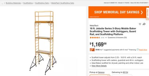 Metal Tech (Home Depot) 18' scaffold