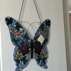 J.J. Peng Large Stained Glass Butterfly New With Tag