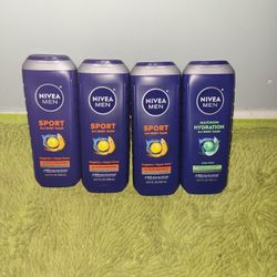 4 Nivea Men Bodywash 16.9oz (3 Sport 3in1/1 Maximum Hydration 3in1)
