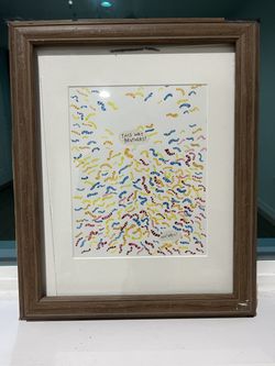 Aron Taylor Deadpan Caption Art, Set of 5 Signed Prints, Framed