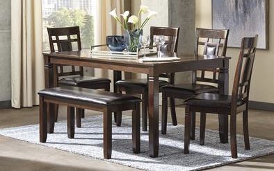 Bennox Brown 6-Piece Dining Set | dining table with chairs