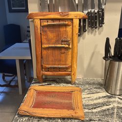 Antique Intricate Wood Carved Mirror And Tray