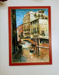 VINTAGE OIL PAINTING VENICE HAND ARTIST SIGNED