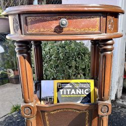 Vintage Wood Telephone Table w/ Drawer & Magazine Rack – Classic Accent Table