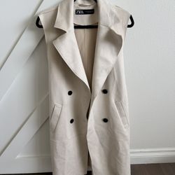 Ivory Zara Faux Suede Waistcoat with Belt - XS