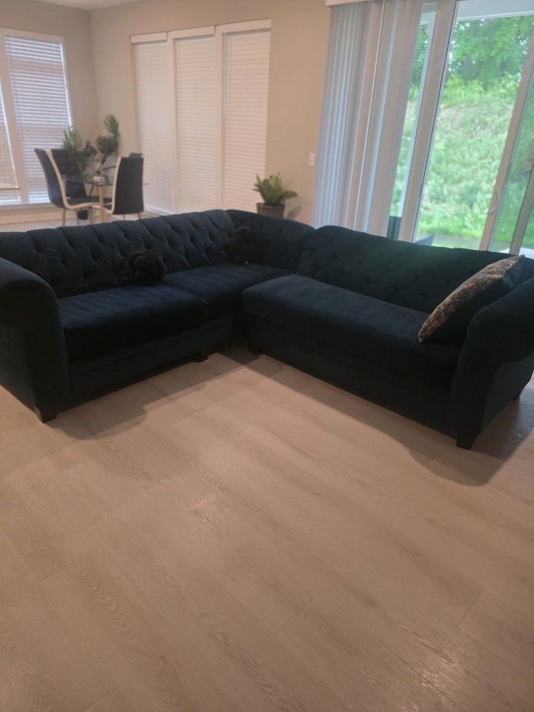 2 Piece Velvet Green Couch