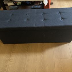 43 Inches Folding Storage Ottoman Bench, Ottoman Foot Rest, End of Bed Bench, Temple city