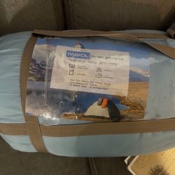 🏕️ PARKOL Camping Sleeping Bag – Light Blue | Temperature Rated 32°F to 77°F 🌡️