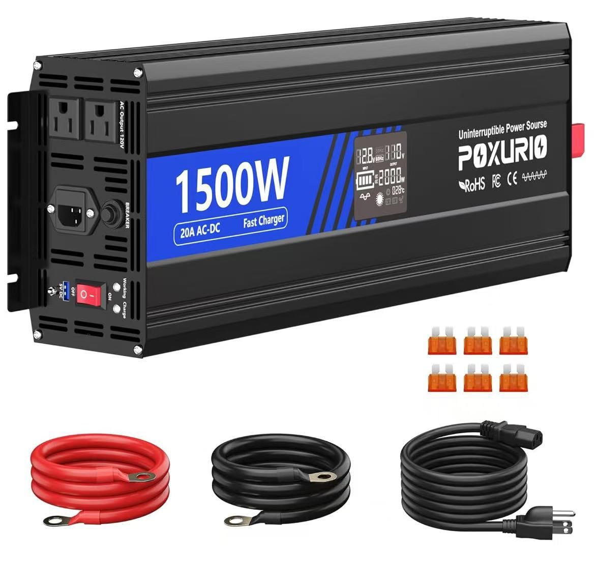 1500W Sump Pump Battery Backup System, Safe Back Up System with LCD Display, 20A Fast Charging for Continuous Sump Pump Operation, Emergency and Power