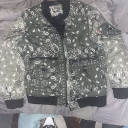 Levi's Lightweight Quilted Bandanna Paisley Jacket Size Men's XXL Green