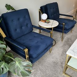 Luxurious Navy Blue Velvet Chairs