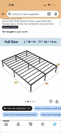 Metal full bed frame