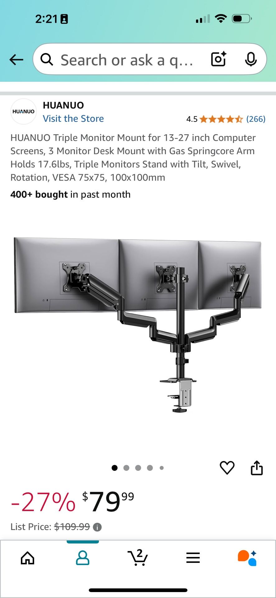 Triple monitor mount