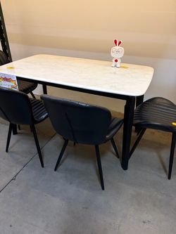 Marble Top Dining Table with 4 Chairs