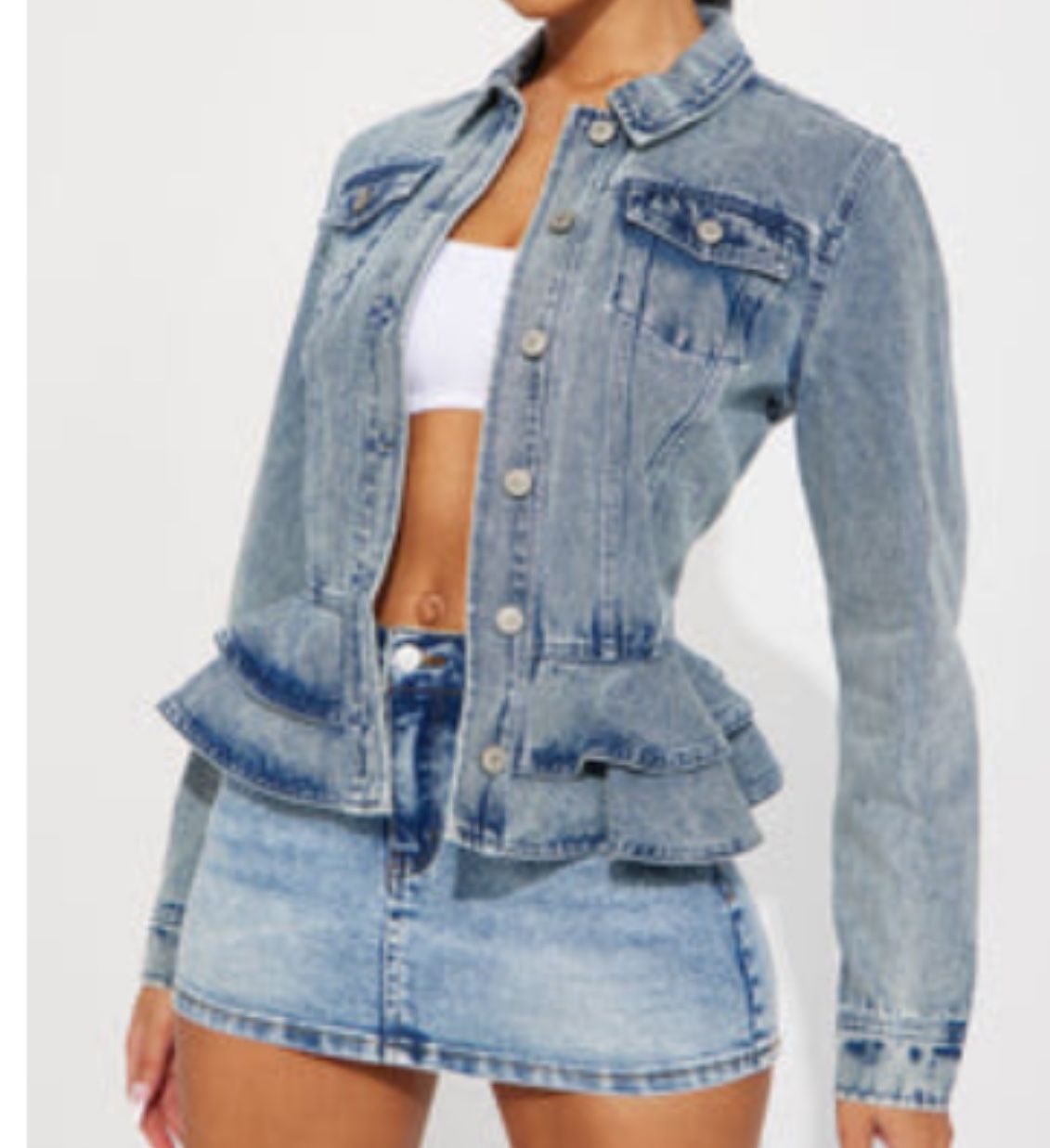 Fashion nova Sweetheart Peplum Denim Jean jacket 
