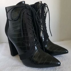 Boots - Faux Crocodile Pointed Toe