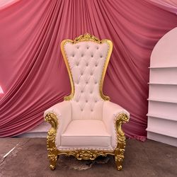 Throne Chair Gold, White 