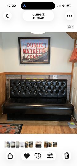 2 Vintage Black Vinyl Tufted Diner Booth Bench – Commercial Grade with Wood Frame